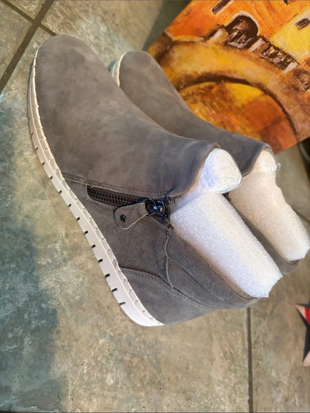 Bella Vita Camberly Grey Suede Ankle Bootie